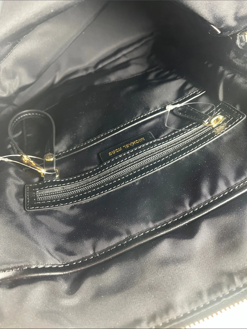 Michael Kors Black Backpack with Gold Accents